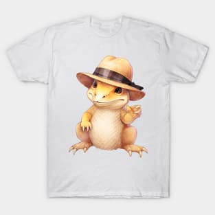 Komodo Dragon in Straw Hat T-Shirt